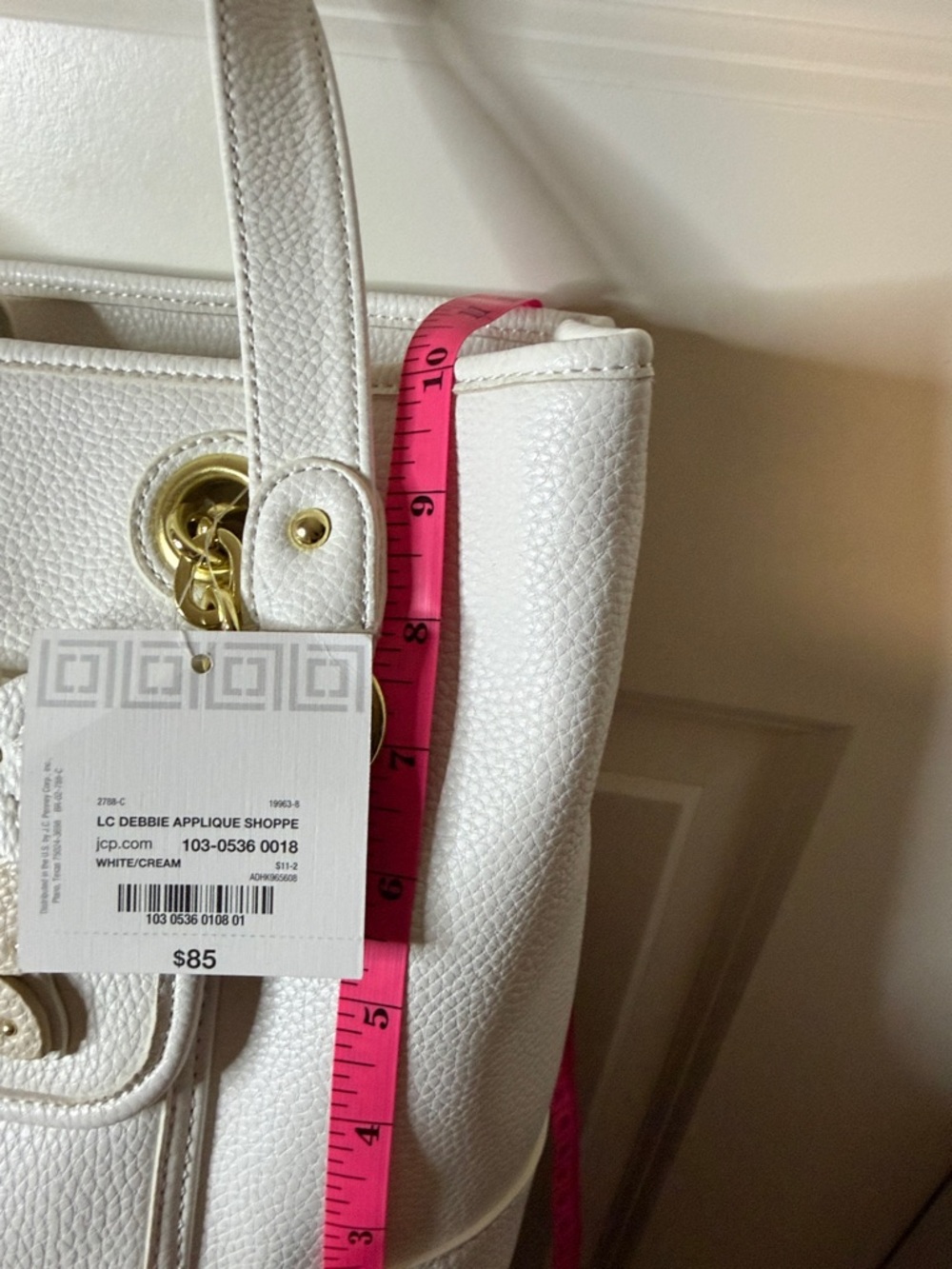Liz Claiborne White Shoulder Tote with Floral & Butterfly Appliques - Picture 10 of 10